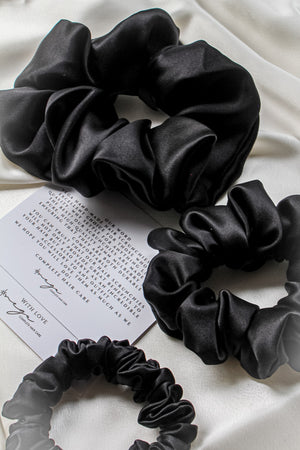 MIDNIGHT BLACK | 100% Mulberry Silk scrunchie