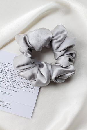 SILVER | 100% Mulberry Silk scrunchie